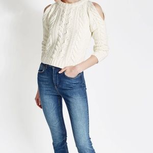 Cropped Cold Shoulder Sweater